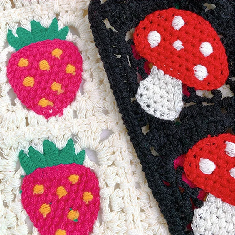 한국 귀여운 수제 크로셰 할로우 삼각형 머리띠 수건, 용수철 및 여름 여행 문학 사진 헤어 스카프