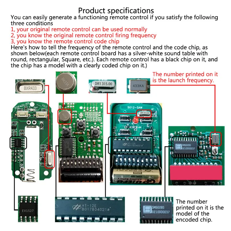 Diese 433MHz RF 복제 원격 제어 복사 송신기 복제 차고 문용 고정 코드 복사기 학습 CAME NICE Doorhan