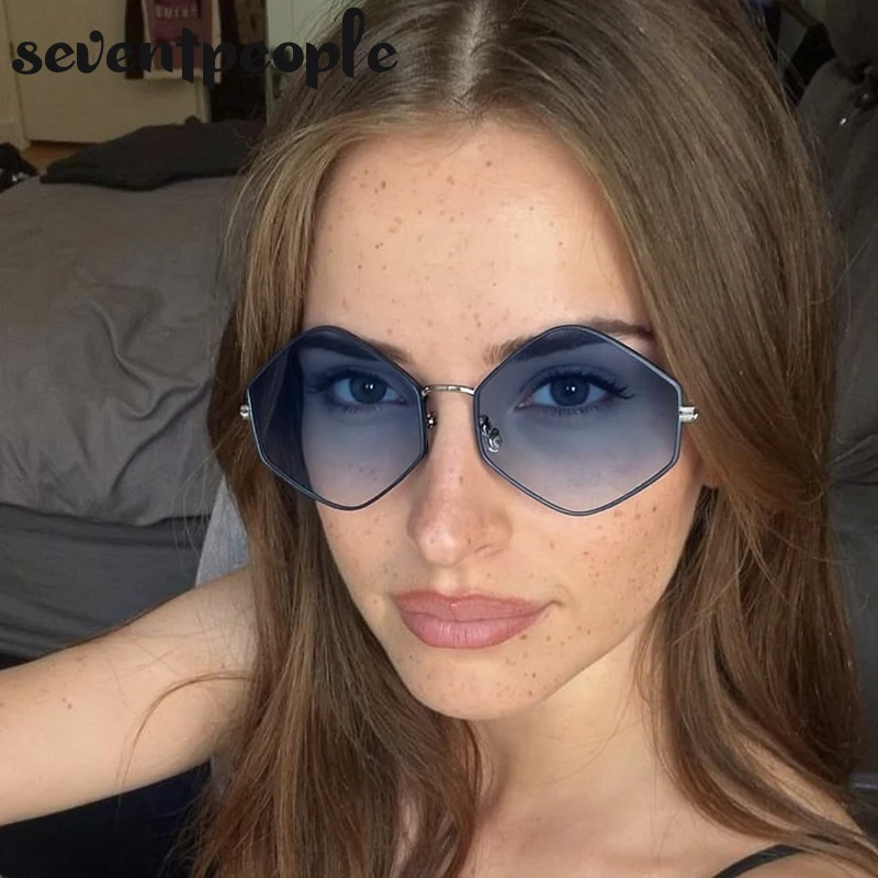 빈티지 Steampunk 다각형 선글라스 여성 2025 럭셔리 브랜드 클래식 육각형 태양 안경 숙녀 UV400에 대한 유행 운전 그늘