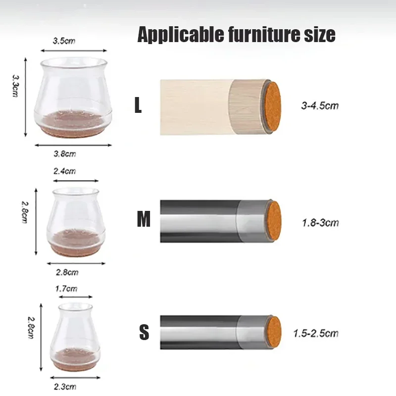 의자 다리 캡 실리콘 발 보호대 패드, 가구 테이블 커버, 양말 플러그 커버, 가구 레벨링 발 홈 장식, 24 개, 4 개