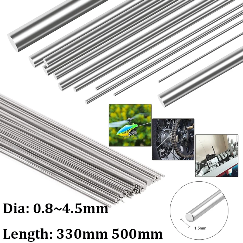 5Pcs 0.8/1.5/2.2/2.8/3.5/4.5mm 직경 304 스테인레스 스틸 막대 330mm 500mm 솔리드 라운드 샤프트로드 바 DIY 공예 모델 자동차 title=5Pcs 0.8/1.5/2.2/2.8/3.5/4.5mm 직경 304 스테인레스 스틸 막대 330mm 500mm 솔리드 라운드 샤프트로드 바 DIY 공예 모델 자동차 