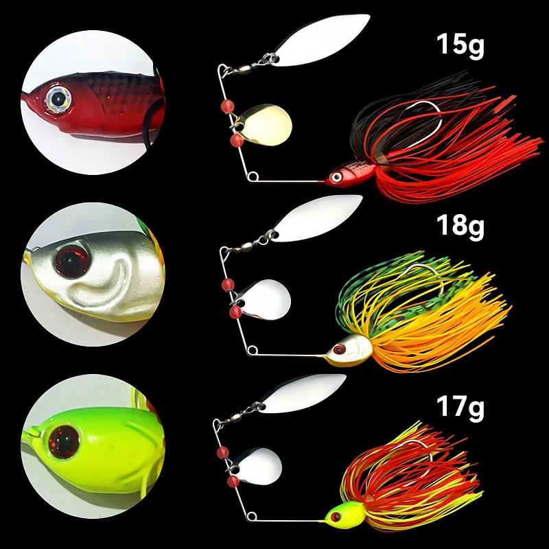 바주카포 15g 18g 스피너베이트 낚시 루어 와이어 미끼 금속 스피너 Buzzbait Swimbait Hook peche JIG Kit 스커트 For Bass Pike Winter