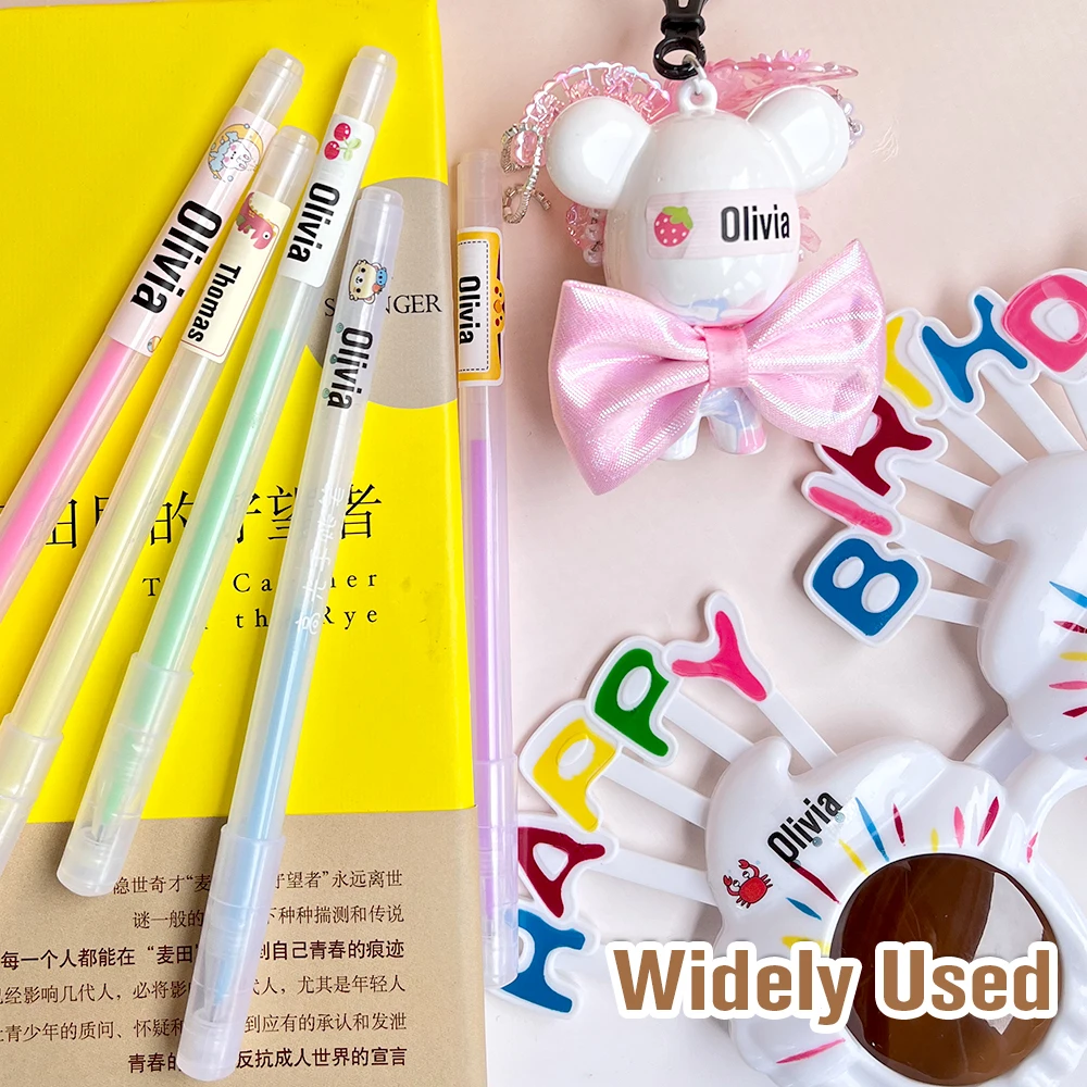 210pcs 사용자 정의 방수 이름 태그 스티커 Kawaii 편지지 스티커 데칼 어린이 학교에 대 한 개인화 된 이름 레이블
