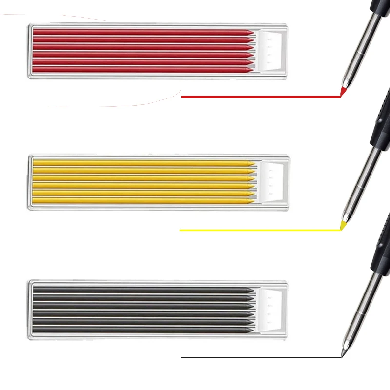 5 색 2.8mm 단단한 목공 기계 연필 펜 커버 2B 검정색 노란색 빨간색 리드 긴 머리 목수 마킹 연필