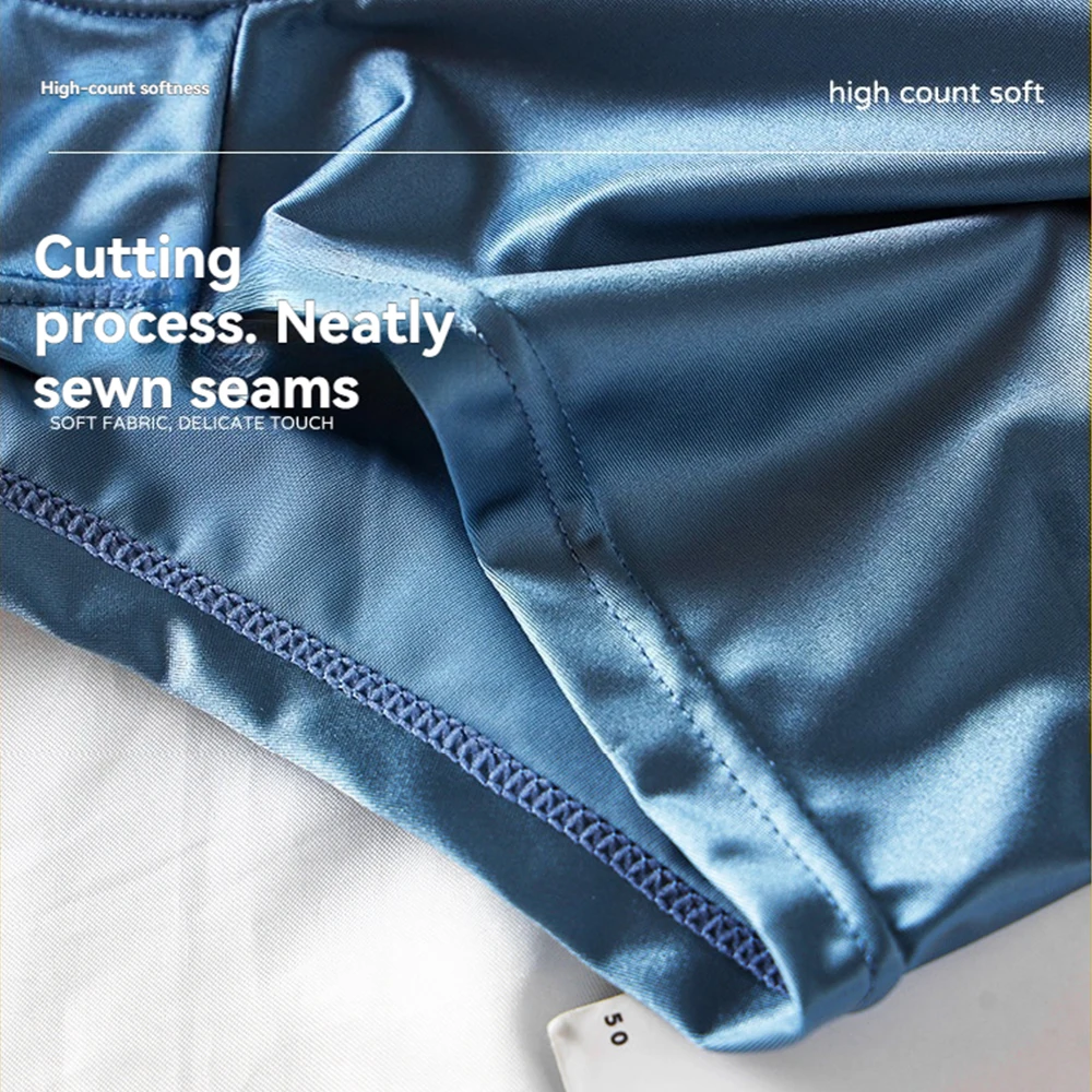 3 개/갑/팩 럭셔리 얼음 실크 새틴 같은 복서 여름 부드럽고 멋진 솔리드 남성 속옷 통기성 메쉬 가랑이 팬티 속옷