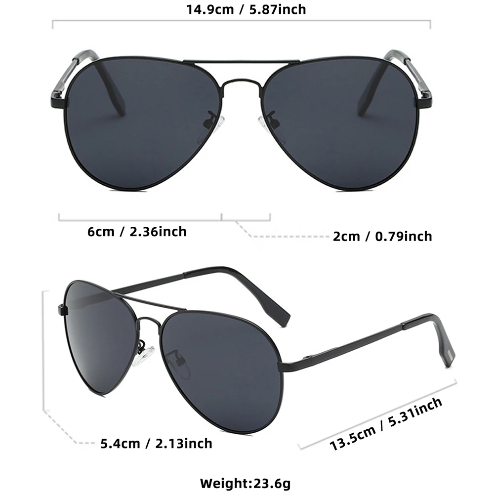 클래식 빅 파일럿 편광 선글라스 남자 럭셔리 금속 블랙 항공 태양 안경 남성 패션 운전 휴가 그늘 UV400