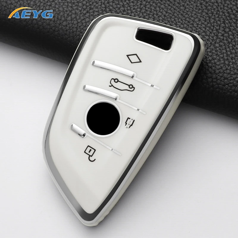 TPU 자동차 원격 키 케이스 커버 셸 Fob BMW X1 X3 X4 X5 X6 F15 F16 G30 3 5 7 시리즈 G11 F48 액세서리 키 체인