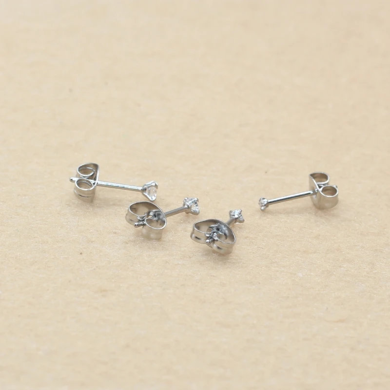 슈퍼 미니 1.5MM 2MM 지르콘 스테인레스 스틸 푸시 백 스터드 귀걸이 남성 여성 2PC 섬세한 Jewerlry