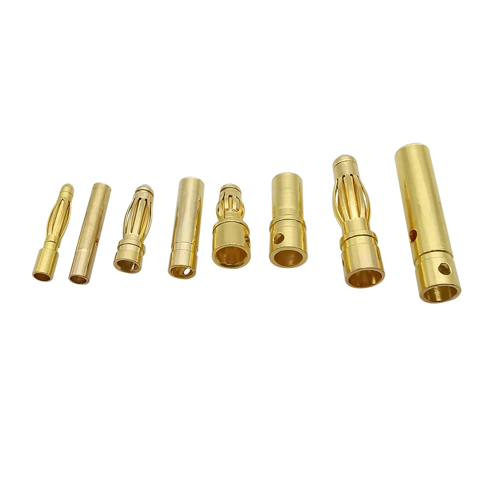 2mm 3mm 3.5mm 4mm 총알 바나나 플러그 금도금 바나나 남성 여성 커넥터 RC 배터리 부품에 대 한 배터리 플러그 키트 DIY