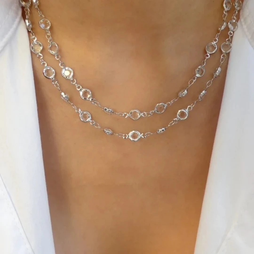 레인보우 크리스탈 보석 레트로 초커 여성을위한 컬러 지르콘 목걸이 간단한 쇄골 체인 쥬얼리 패션웨어 액세서리