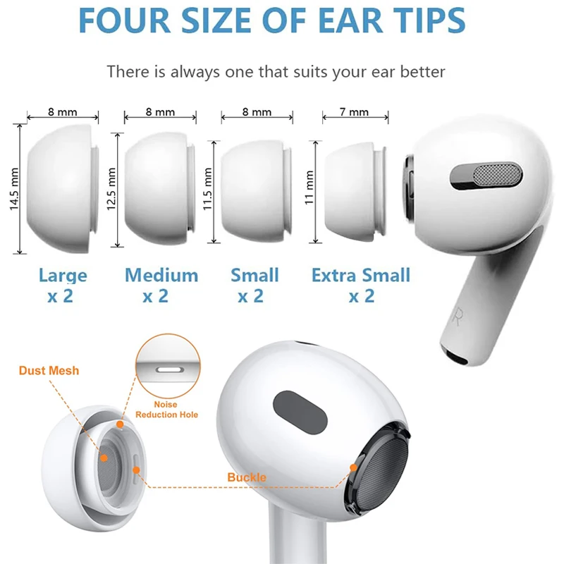 KUTOU 4 쌍 Airpods Pro 1 2 용 액체 실리콘 이어 팁 소음 감소 패드 귀마개 이어 캡 청소 펜 포함
