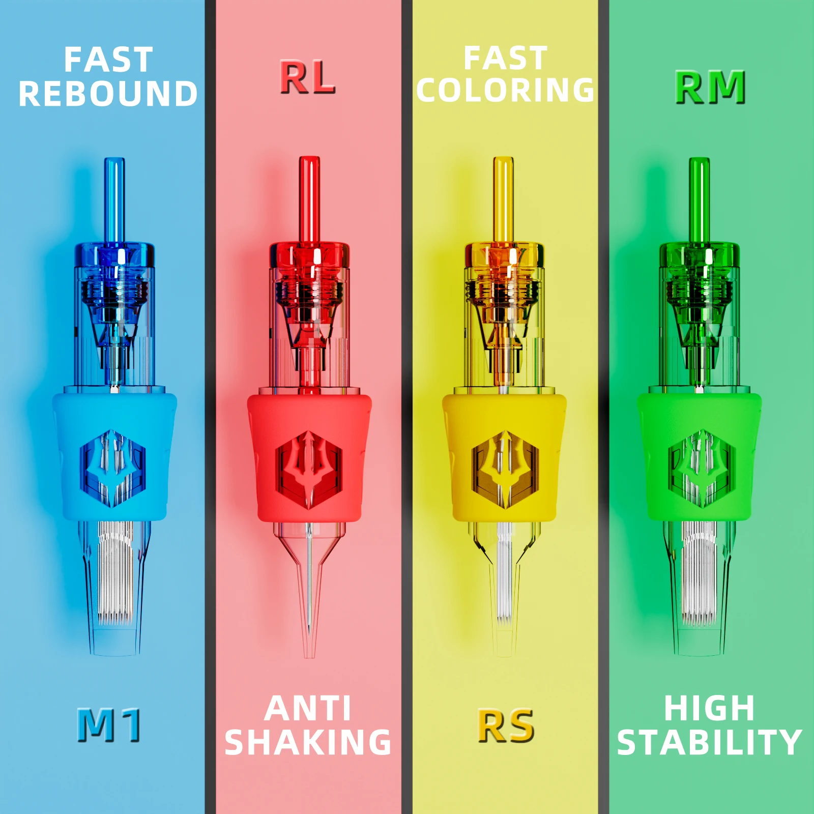 포세이돈 20 개/몫 RS RL RM M1 문신 카트리지 바늘 일회용 멸균 안전 문신 카트리지 바늘