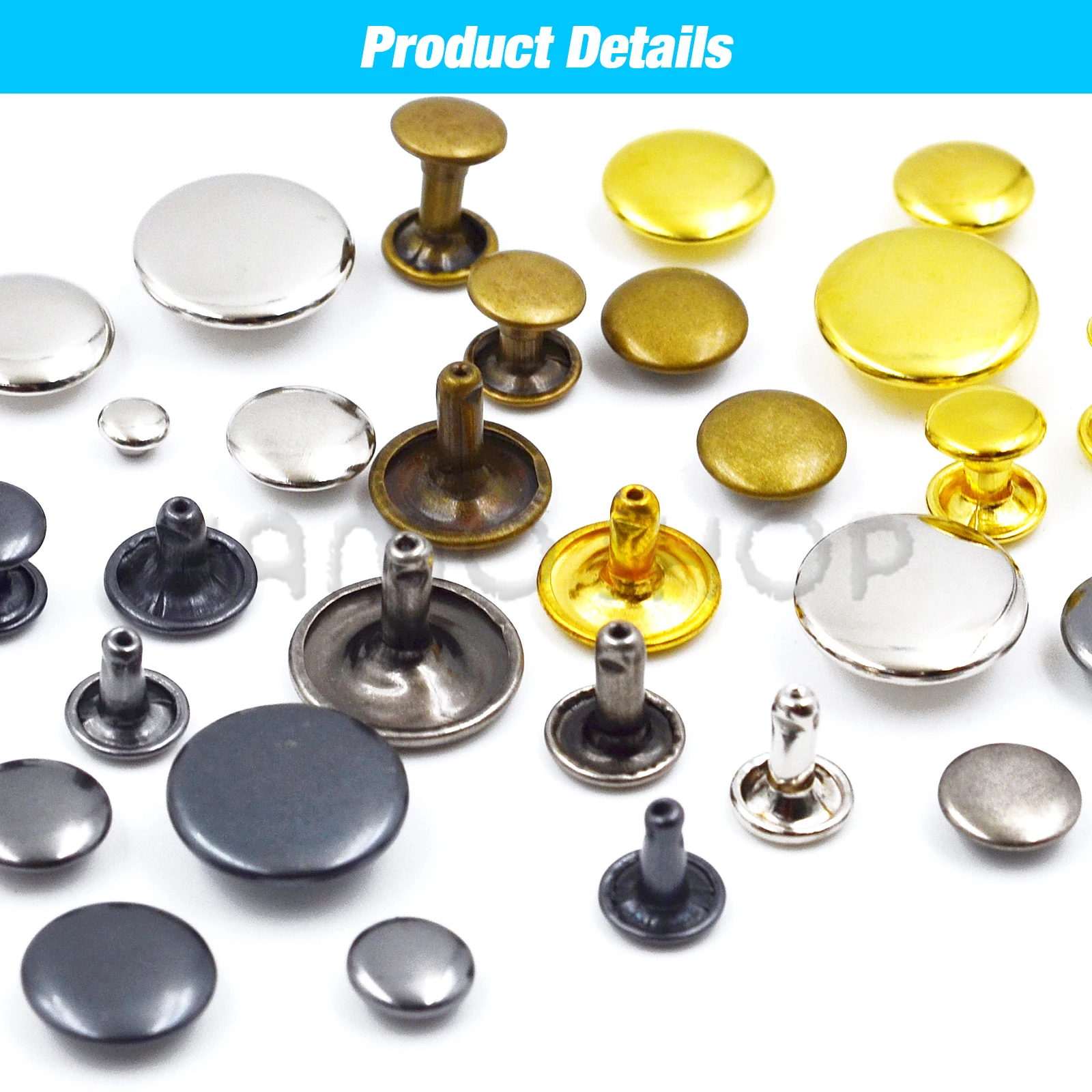 100 세트 5-15mm 금속 더블 캡 리벳 스터드 라운드 네일 리벳 Leathercraft 액세서리 수리 신발 가방 벨트 의류 의류