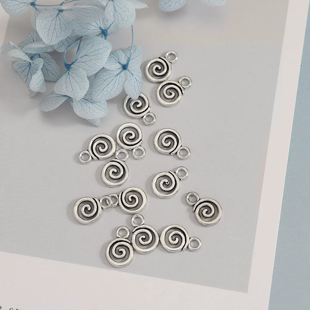 30 개/몫-12x8mm 미니 소용돌이 나선형 나사 매력 DIY 쥬얼리에 대한 헬릭스 첨탑 Volution 펜던트 용품 도매 대량 만들기