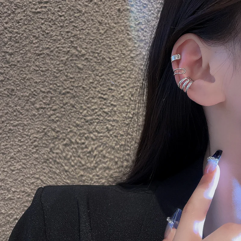 실버 컬러 여성을위한 클립 귀걸이 남자 크리 에이 티브 간단한 C 귀에 커프 비 피어싱 귀 귀 클립 세트 트렌드 쥬얼리 선물