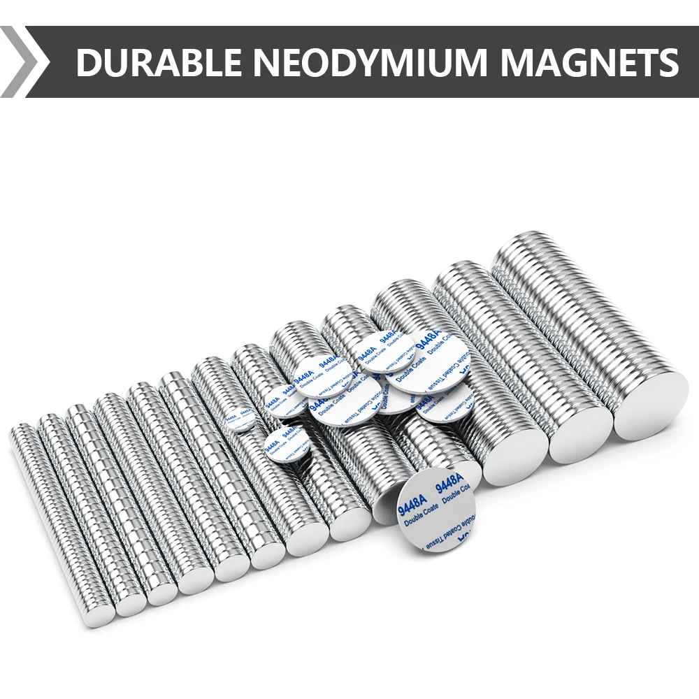 양면 접착 자석 - 공예, 사무실 및 과학 교실을 위한 원형 고출력 냉장고 자석