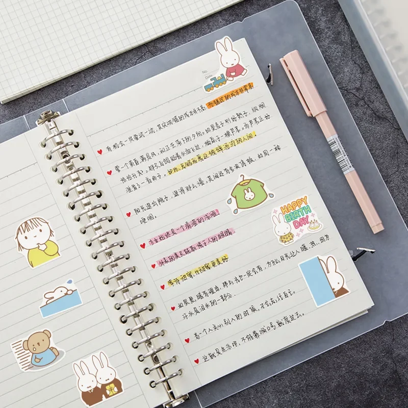 50PCS Kawaii Miffy 스티커 귀여운 만화 토끼 소녀 포켓 장식 스티커 전화 케이스 Ipad 노트북 방수 스티커 장난감