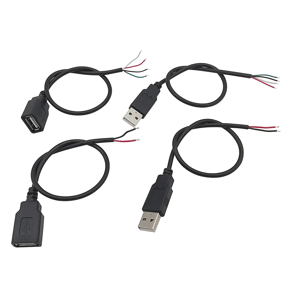 1Pcs 2Pin 4Pin 마이크로 USB/유형 C 충전기 커넥터 USB 2.0 유형 A 남성 여성 전원 공급 장치 연장 케이블 와이어 DIY 데이터 라인