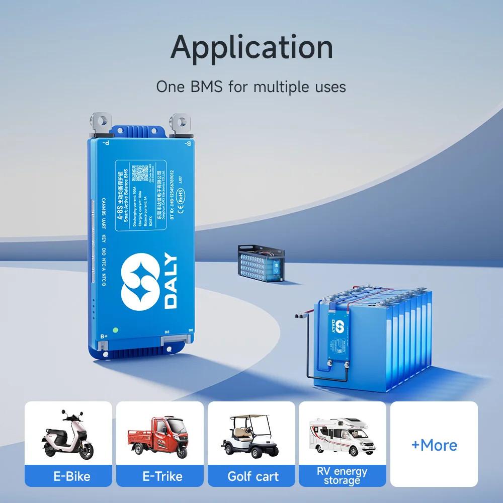BT WiFi 4S 12V 8S 24V 16S 48V 40A 100A 150A 200A Sola/EV 용 액티브 밸런스 과충전/방전 보호 기능이있는 Daly Smart BMS