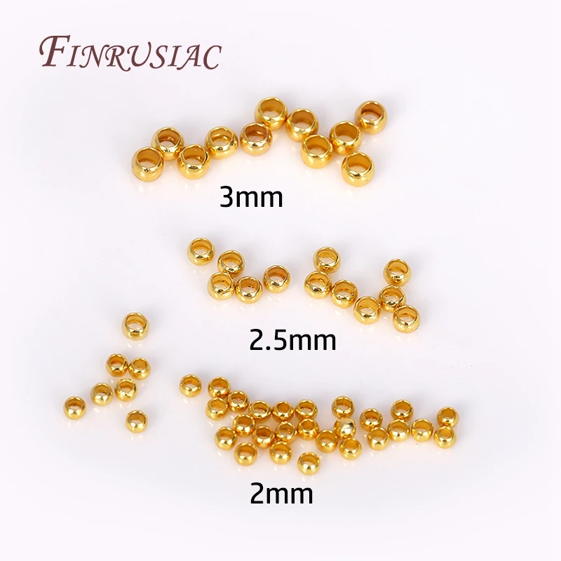 100pcs 18K 골드 도금 볼 크림프 엔드 비즈, 크림프 비즈, DIY 쥬얼리 만들기 용품에 대한 2mm 2.5mm 3mm 스토퍼 스페이서 비즈