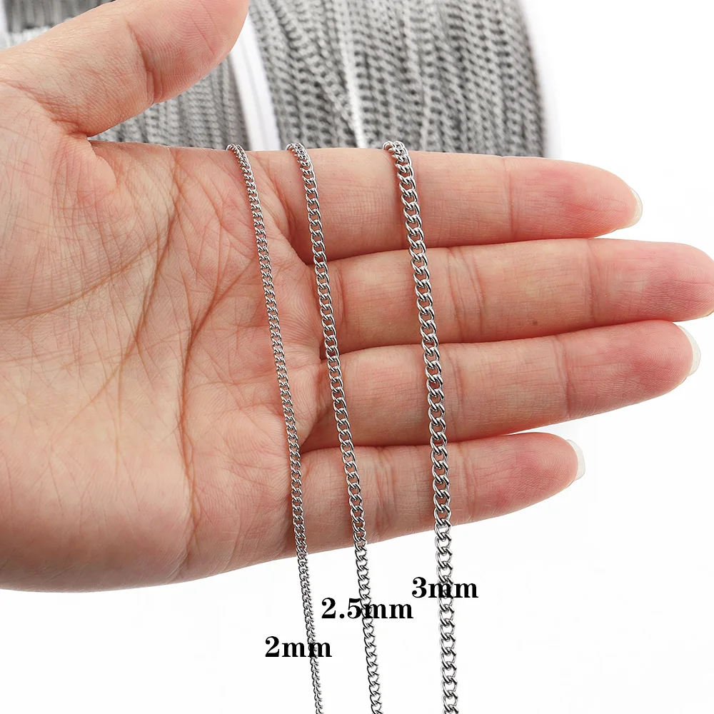 스테인레스 스틸 롤로 벌크 체인 케이블 링크 체인, 목걸이 팔찌 쥬얼리 제작, DIY 액세서리 도매, 2 m