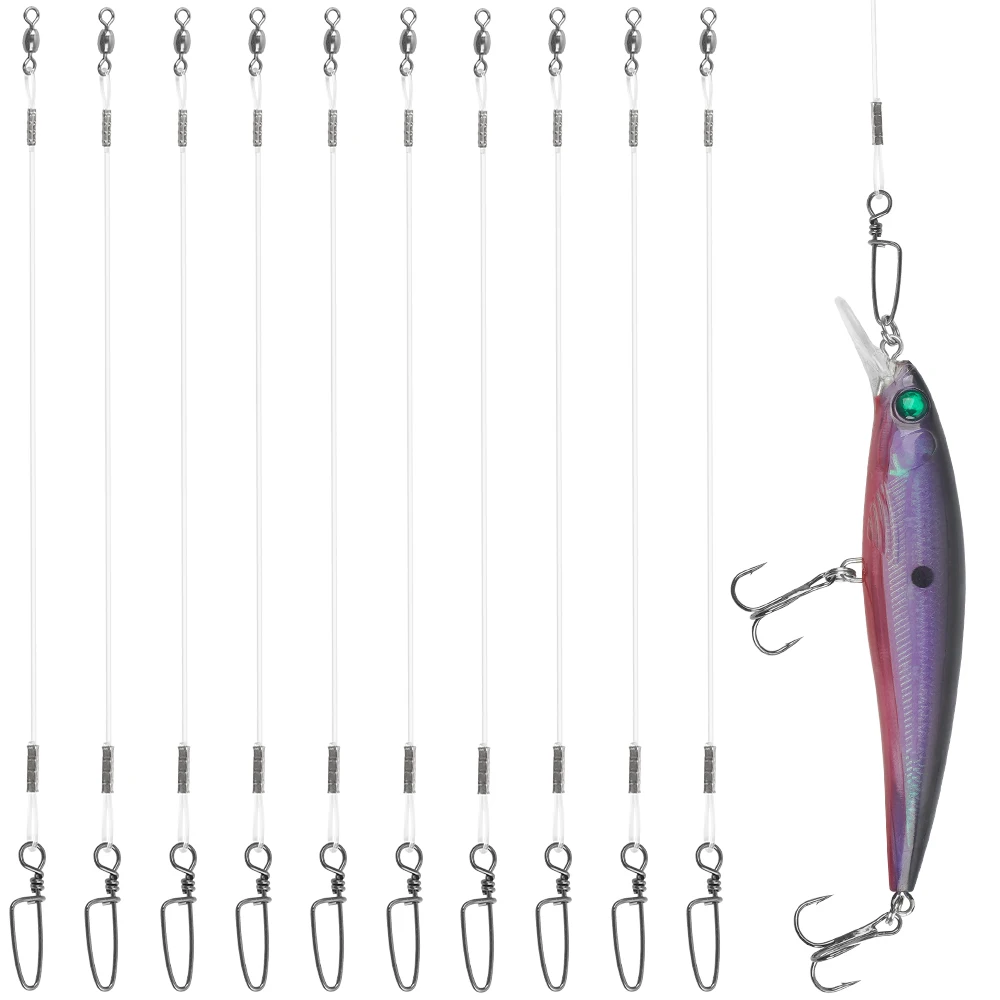 10Pcs Fluorocaron 낚시 리더 20LB-50LB 회전 및 스냅이있는 Fluorocarbon 와이어 리더 라인 태클 미끼 장비 또는 후크 연결 title=10Pcs Fluorocaron 낚시 리더 20LB-50LB 회전 및 스냅이있는 Fluorocarbon 와이어 리더 라인 태클 미끼 장비 또는 후크 연결 