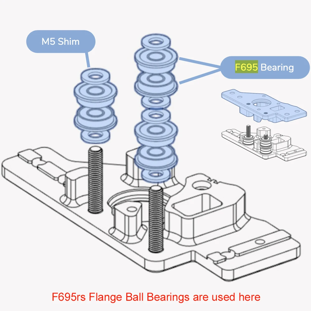 FUSHI F695 2RS 베어링 5*13*4mm 10 개, ABEC-7 플랜지 미니어처 F695 RS 볼 베어링 F695RS, VORON Mobius 2/3 2/4 3D 프린터용