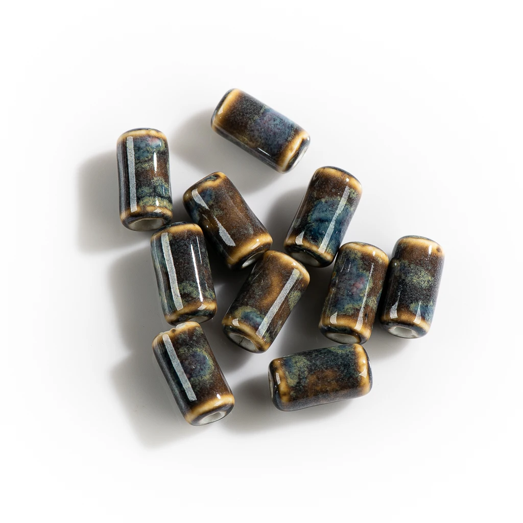 17 # 10pcs 작은 원통형 모양 세라믹 도자기 펜던트 쥬얼리 비즈 만들기 팔찌 목걸이에 대한 수제 재료 # XN190