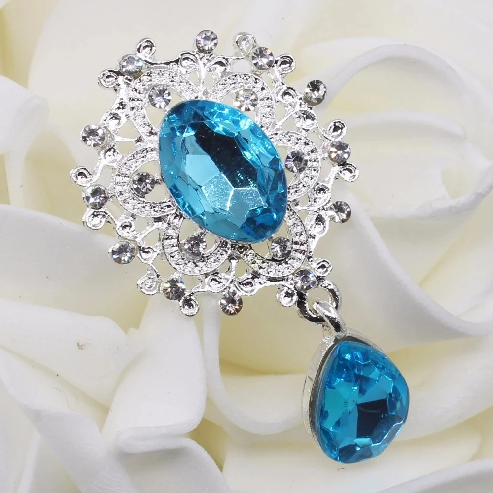 NDelicate 빛나는 브로치 45*25mm 10 개/대 크리스탈 액세서리 패션 화려한 결혼식 초대장 휴일 크리 에이 티브 장식