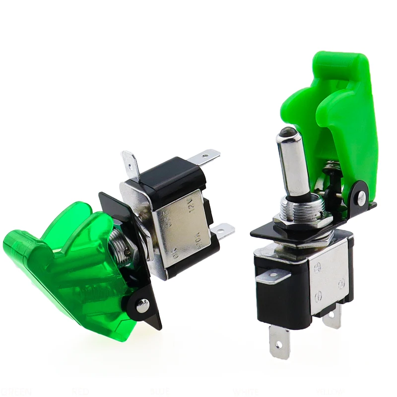 자동 자동차 보트 트럭 조명 Led 토글 스위치 안전 항공기 플립 업 커버 가드 빨간색 파란색 녹색 노란색 흰색 12V20A