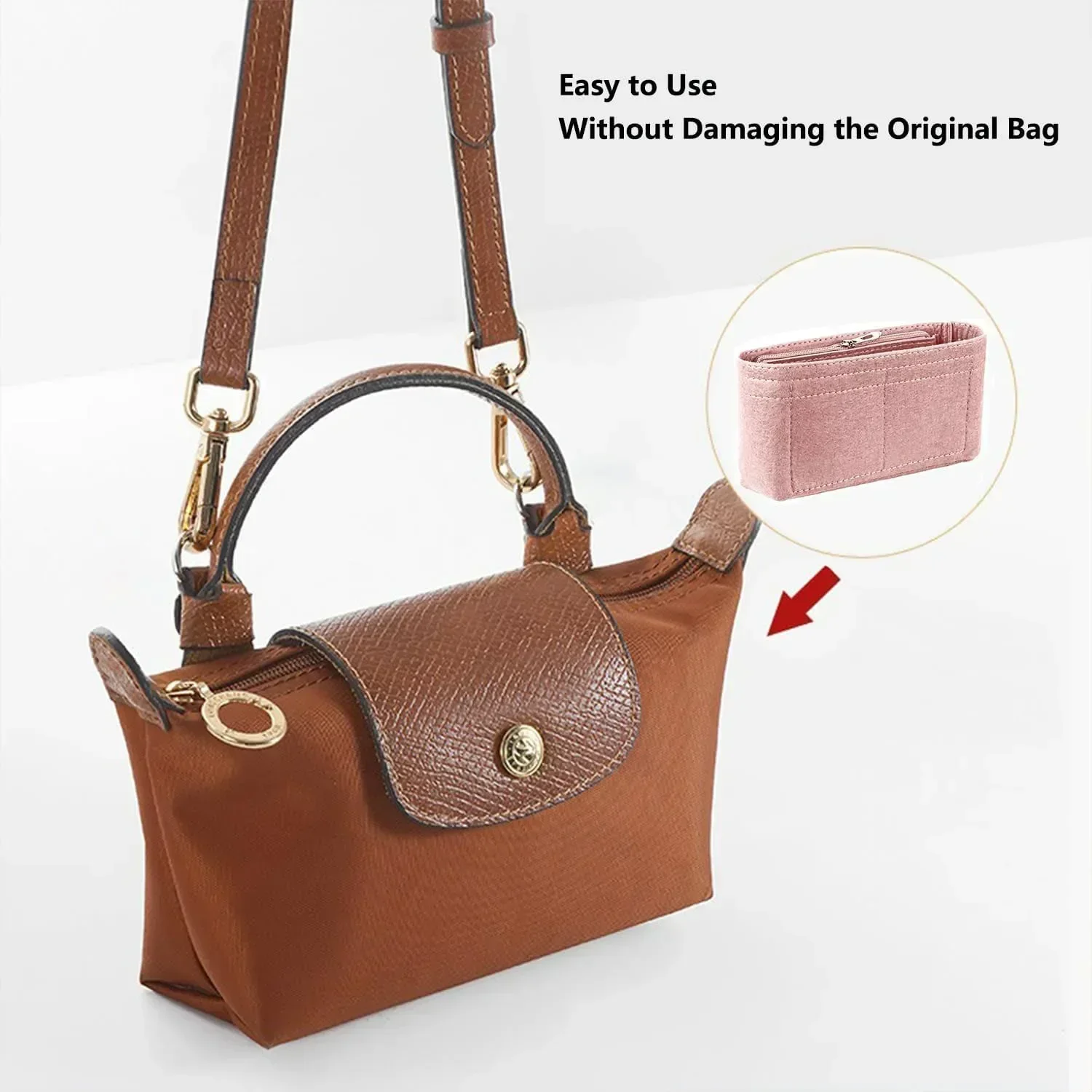 LONGCHAMP 미니 토트 용 가방 주최자 Timid Bag 보관 및 마무리 내부 가방 라이너 핸드백 삽입 주최자 맞춤 미니 사이즈
