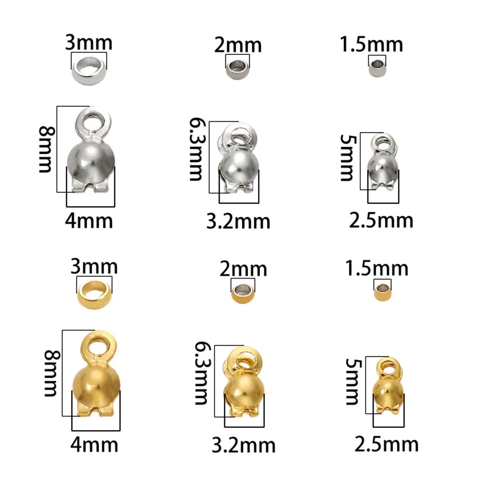 50pcs 스테인레스 스틸 크림프 비드 팁 매듭 커버 쥬얼리 만들기 공예 DIY에 대 한 50pcs 엔드 캡과 대합 조개 접이식 비드 팁