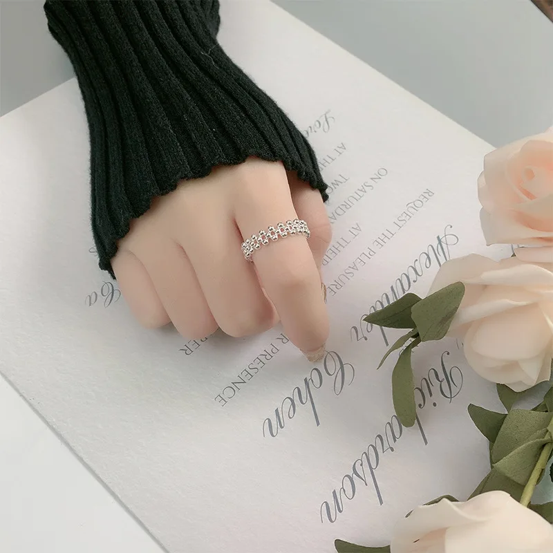 925 스털링 실버 이중층 볼 여성을위한 오픈 반지 웨딩 럭셔리 품질 보석 액세서리 보석 Argent 925