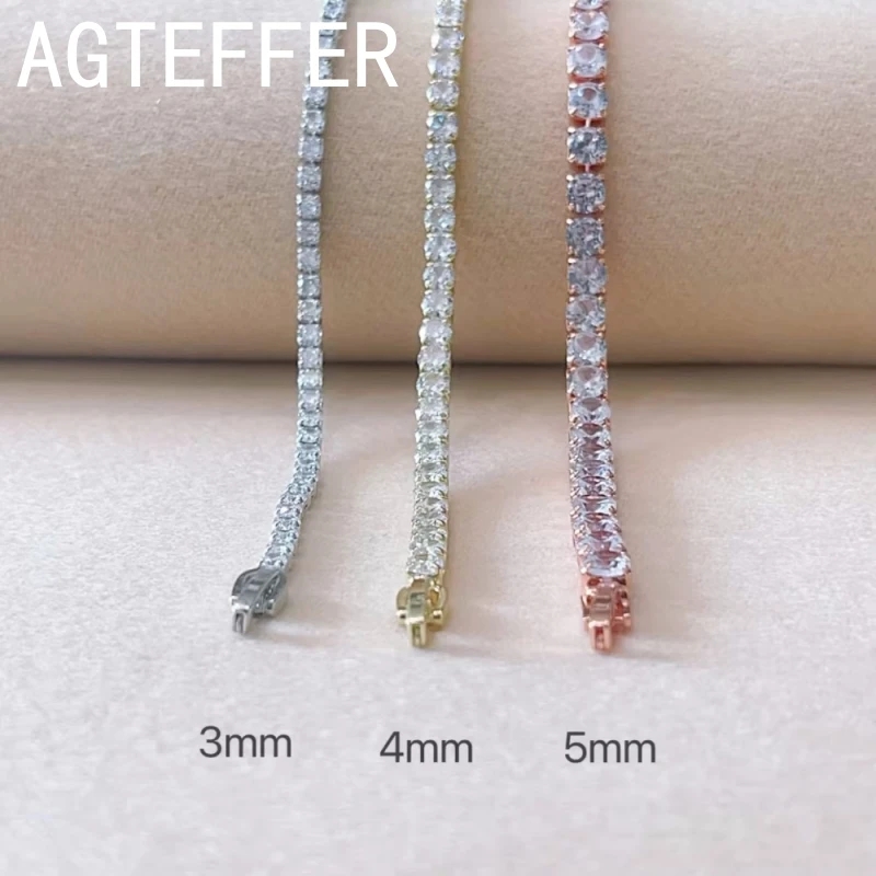 새로운 925 스털링 실버 힙합 패션 여성 테니스 팔찌 로즈 골드 빛나는 큐빅 지르코니아 팔찌 웨딩 쥬얼리 선물
