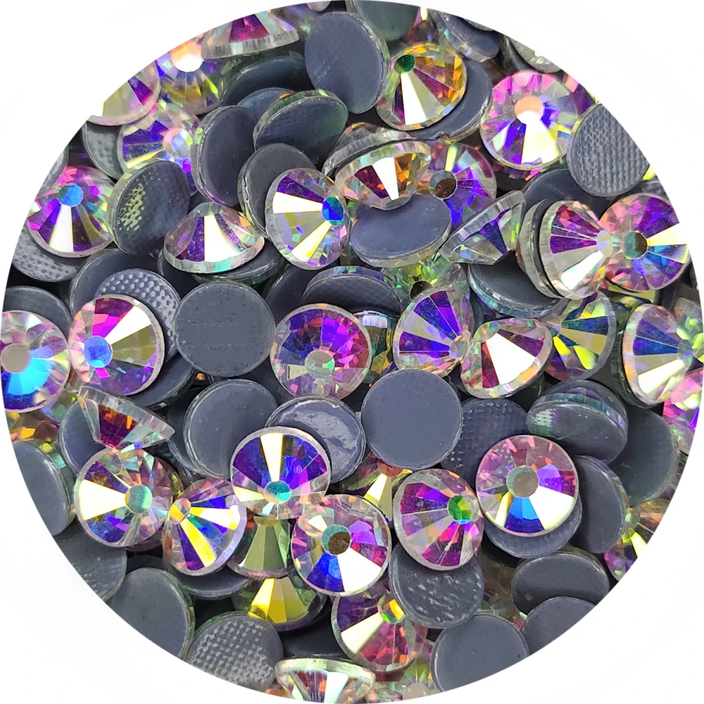 모든 크기 최고 품질 크리스탈 AB/클리어 슈퍼 밝은 핫픽스 라인 석 유리 Strass 패브릭 의류에 대한 돌에 철