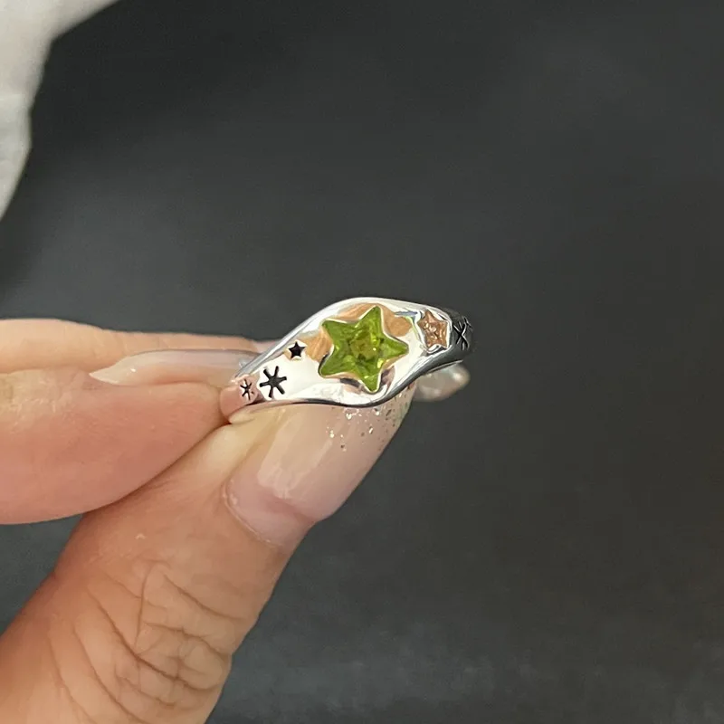 Y2K 크리스탈 반지 Kpop 하트 조절 링 불규칙한 기하학 펑크 빈티지 반지 여성용 세트 여자 새로운 패션 쥬얼리