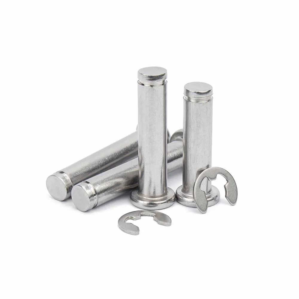 1/5pc M3 M4 M5 M6 M8 M10 M12 A2 스테인레스 스틸 플랫 헤드 베어링 원통형 위치 결정 축 샤프트 서 클립이있는 롤 은못 핀