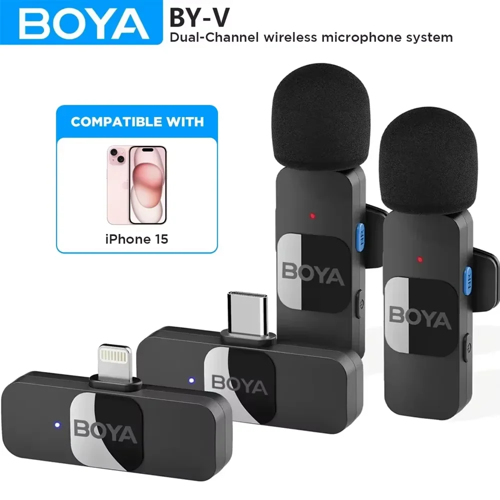 BOYA BY-V 무선 라발리에 마이크 iPhone Android 스마트폰 DSLR 카메라 PC 컴퓨터 라펠 마이크 게임 라이브 스트리밍 Vlog Youtube 비디오 녹화 title=BOYA BY-V 무선 라발리에 마이크 iPhone Android 스마트폰 DSLR 카메라 PC 컴퓨터 라펠 마이크 게임 라이브 스트리밍 Vlog Youtube 비디오 녹화 
