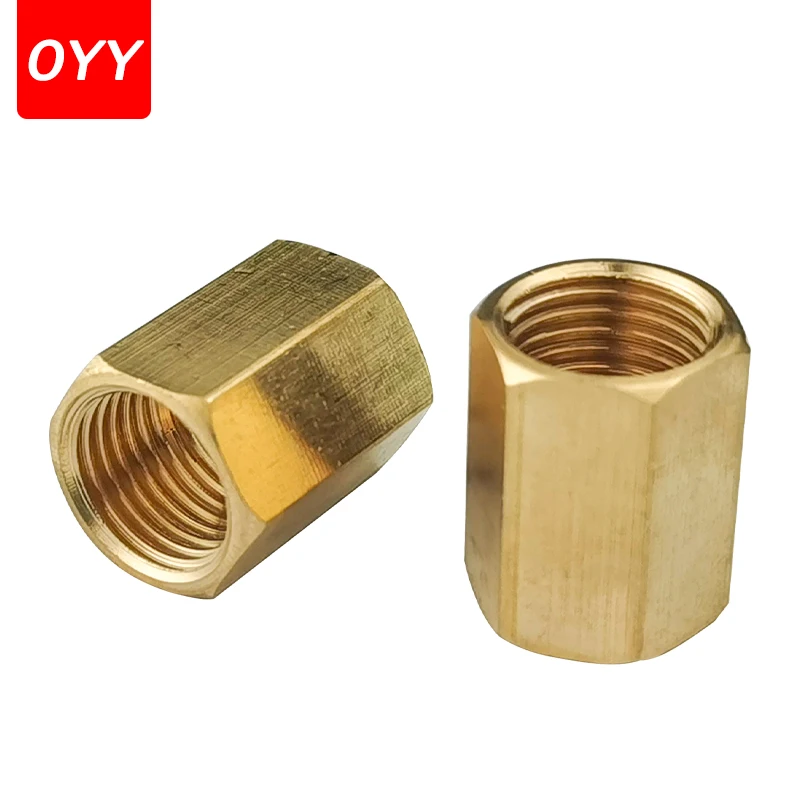 1PCS 황동 파이프 피팅 구리 호스 육각 커플 링 커플러 빠른 Connetor 암나사 1/8