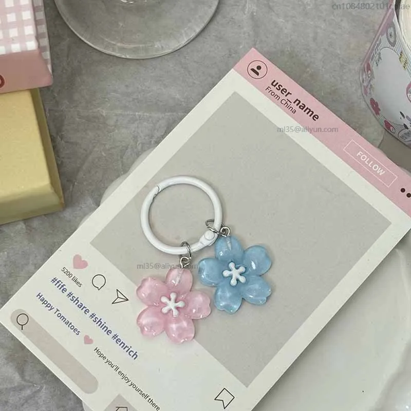 수지 벚꽃 젤리 사쿠라 펜던트 열쇠 고리 열쇠 고리 로맨틱 반투명 꽃 인형 펜던트 시뮬레이션 사쿠라 열쇠 고리