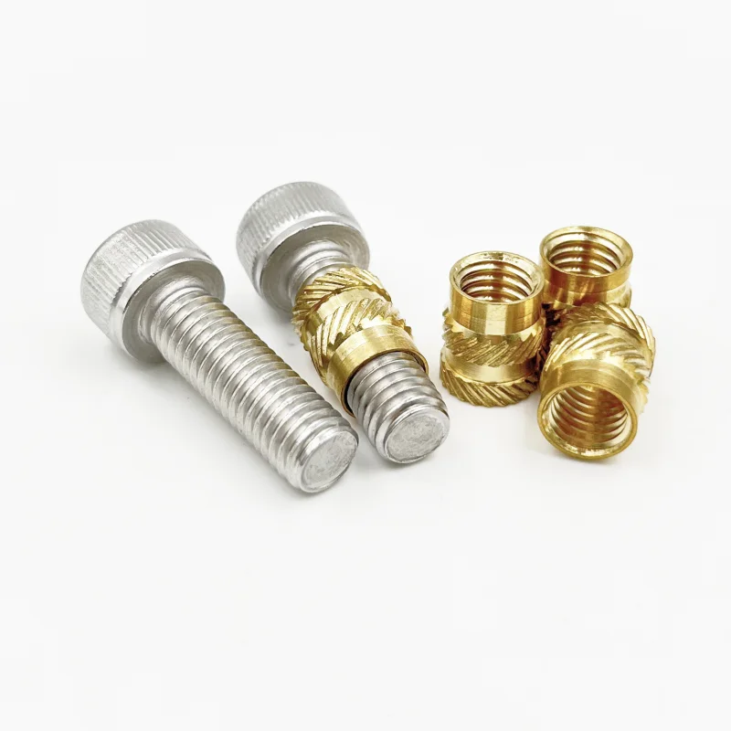 인서트 너트 세트 M2 M2.5 M3 M4 M5 M6 황동 핫멜트 널링 너트 나사 열 성형 이중 능직 주입 내장 구리 너트 3D