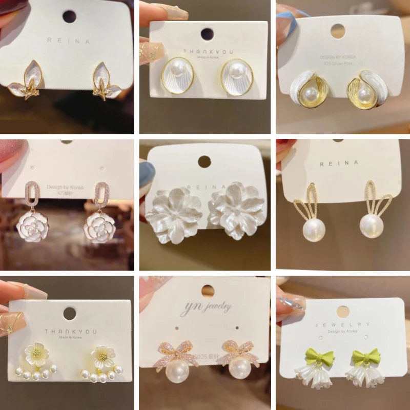 순수한 흰색 여성의 매달려 귀걸이 피는 꽃 아크릴 에나멜 나비 모조 진주 하트 매달려 귀걸이 우아한 브린크 title=순수한 흰색 여성의 매달려 귀걸이 피는 꽃 아크릴 에나멜 나비 모조 진주 하트 매달려 귀걸이 우아한 브린크 