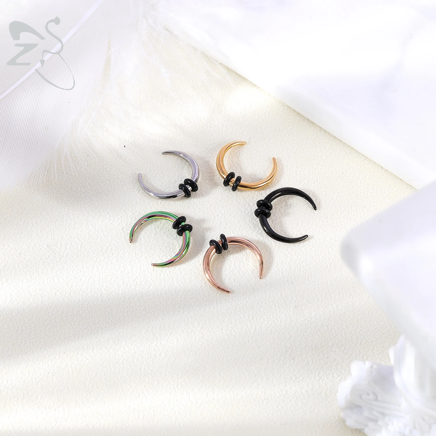 ZS 1PC 2G/4G/6G C 모양 버팔로 경적 코 피어싱 스테인레스 스틸 핀처 Septum 링 펑크 록 들것 확장기 8/10/11/12mm