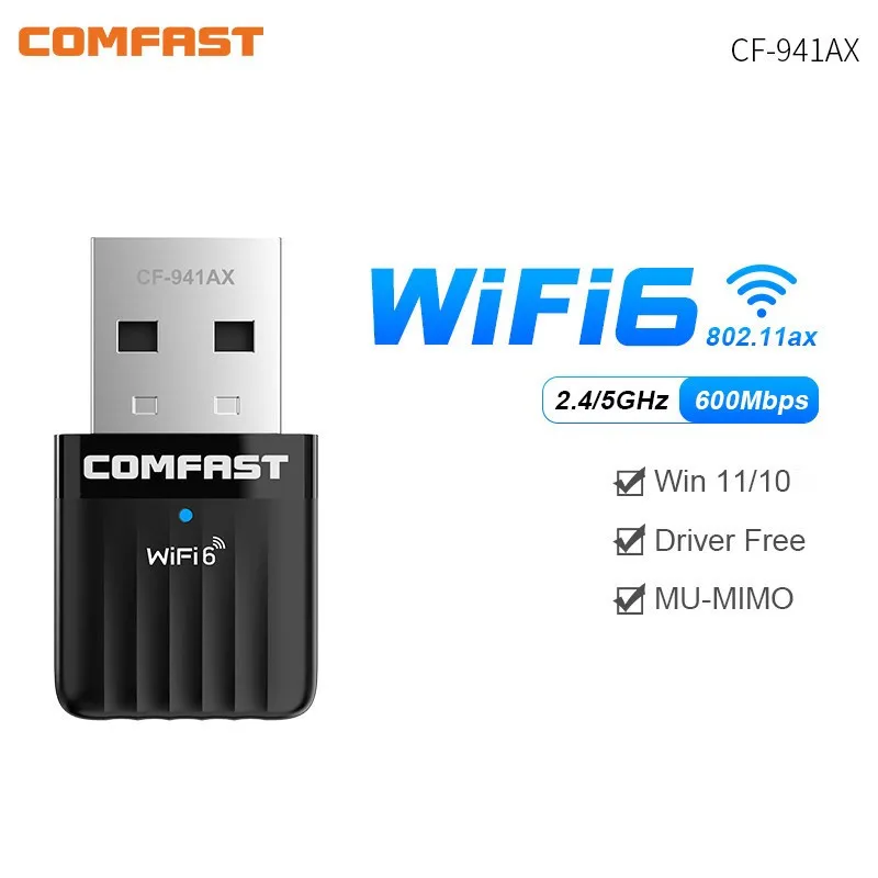 Comfast Wifi 6 어댑터 미니 USB WIFI 6 동글 네트워크 카드 2.4GHz Cle Wi-Fi Lan 어댑터 드라이버 무료 PC 노트북 600M150M 수신기 title=Comfast Wifi 6 어댑터 미니 USB WIFI 6 동글 네트워크 카드 2.4GHz Cle Wi-Fi Lan 어댑터 드라이버 무료 PC 노트북 600M150M 수신기 