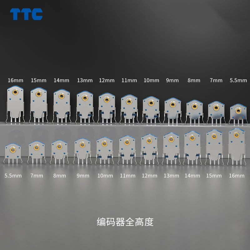 TTC 인코더 7/8/9/10/11/12/13/14/15/16mm 로터리 마우스 스크롤 골드 휠 인코더, 1.74mm 홀 마크, 20-40g PC 마우스 방진