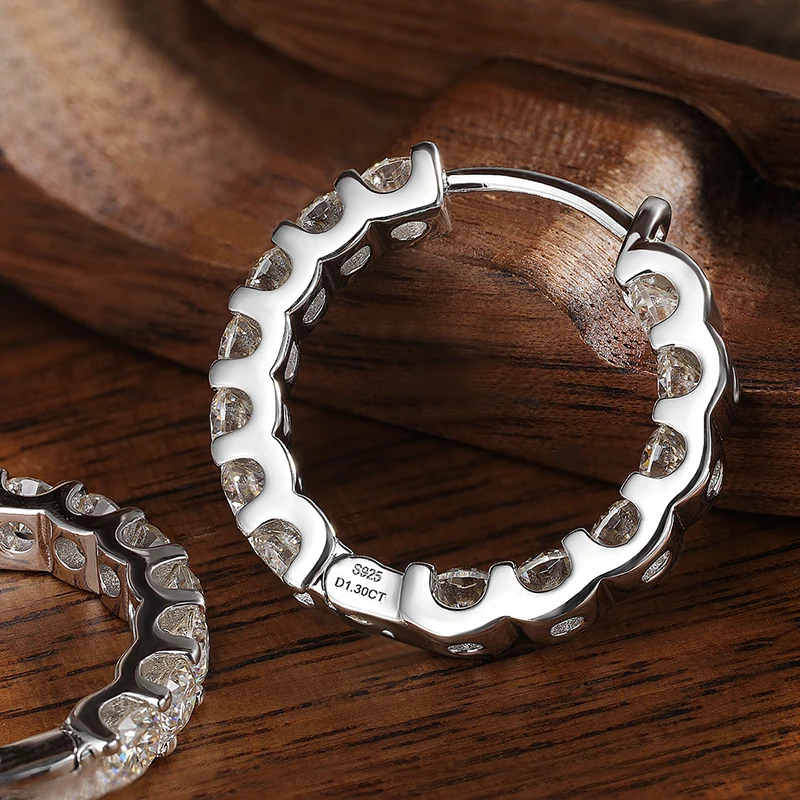 KNOBSPIN 2.6ct D 컬러 Moissanite 귀걸이 여성을위한 925 스털링 슬라이버 도금 화이트 골드 후프 귀걸이 웨딩 파티 쥬얼리