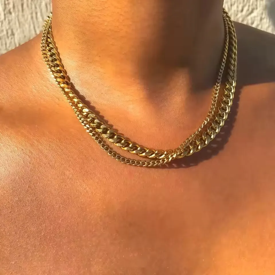 남성 여성을위한 3/5/7/9/11MM 쿠바 체인 목걸이, 스테인레스 스틸 커브 링크 체인 목걸이, 아빠 남편 BFF를위한 보석 선물