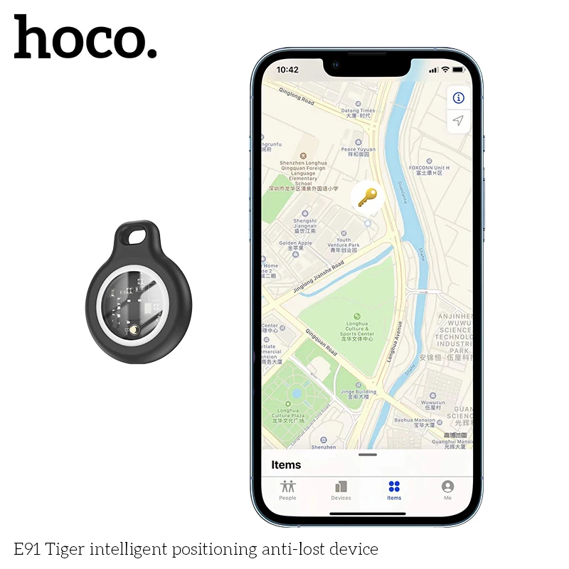 HOCO E91 스마트 에어태그 GPS 포지셔닝 애완동물 분실 방지 장치(아이폰용 케이스 포함) 내 키체인 찾기 어린이 추적기 파인더 로케이터
