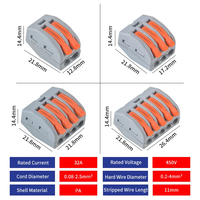 JINH 50 Pcs CMK 41 레버 와이어 퀵 커넥터 3 4 5 포트 클램프 전기 케이블 홈 터미널 블록 0.08-4mm²/ 28-11AWG