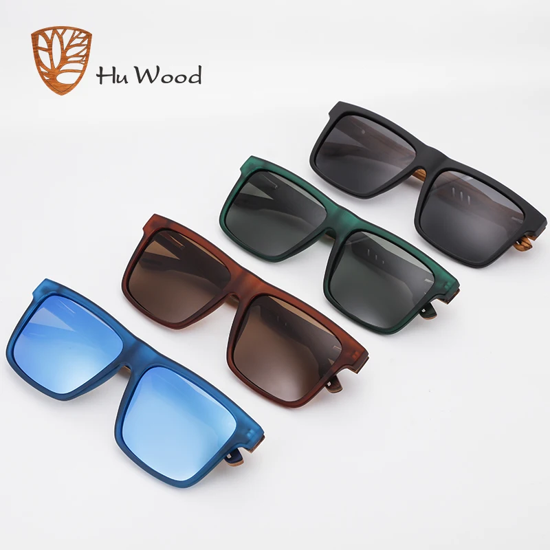 HU WOOD 남성용 새로운 고품질 사각형 선글라스 Polarized UV400 패션 선글라스 미러 스포츠 선글라스 운전 oculos